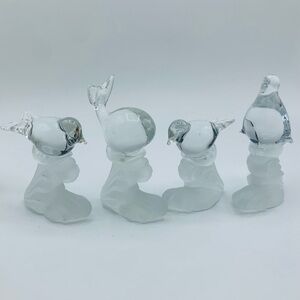 Vintage Glass Animal Figurines – Taiwan ROC – Set of 4 Birds, Whale, Penguin